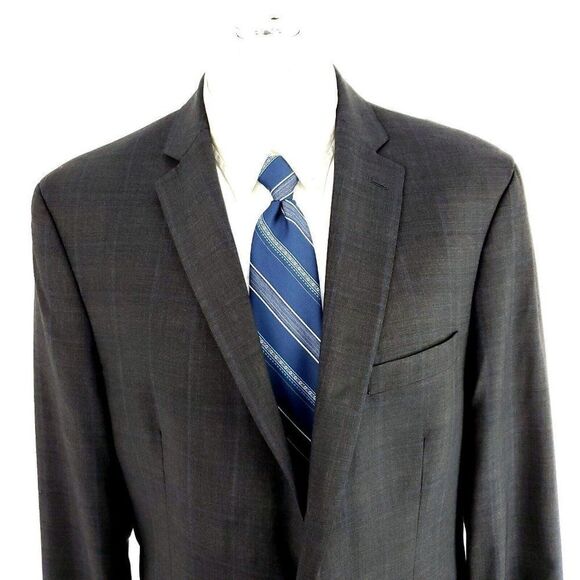 Calvin Klein Wool 2 Button Blazer‎ 44L Gray Sharkskin - Picture 1 of 10